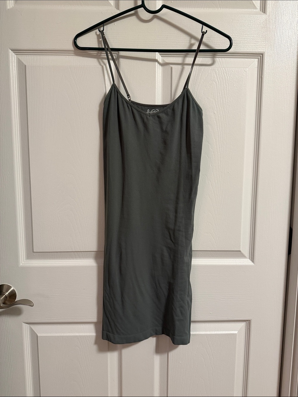 Gray Slip Chemise with Slim Straps